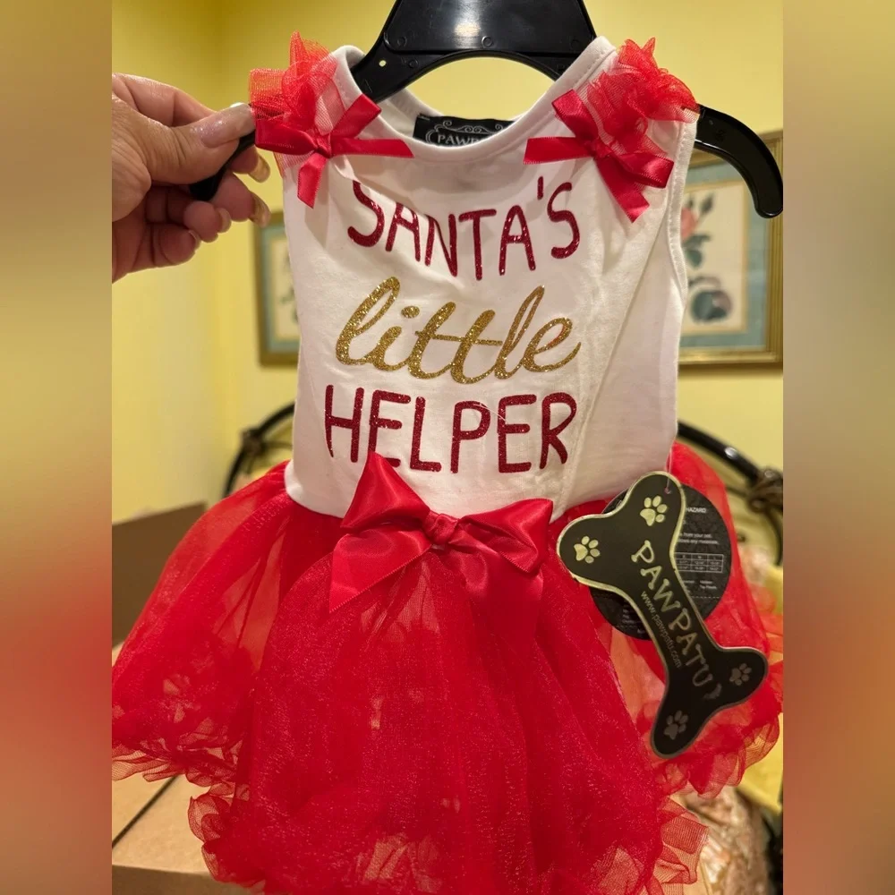NWT “PAWPATU” ”Santa's Little Helper” Red Dress Sz M